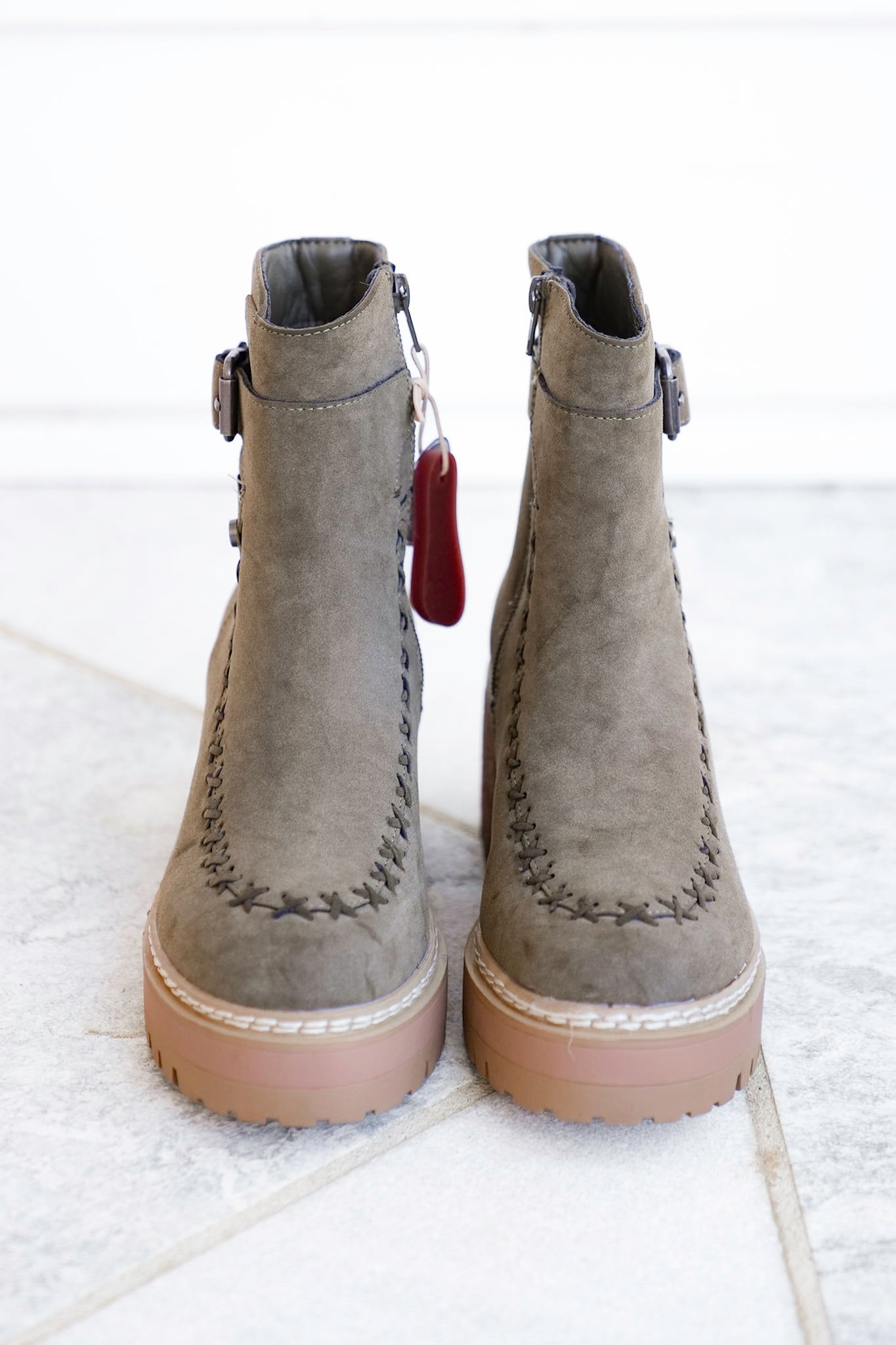 MIA Vegan Suede Stitch Detail Lug Sole Boot