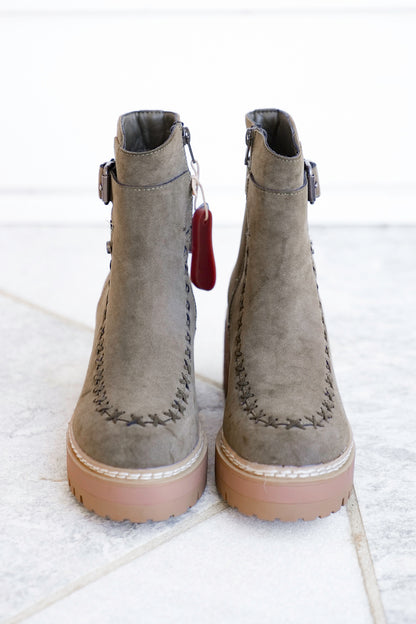 MIA Vegan Suede Stitch Detail Lug Sole Boot