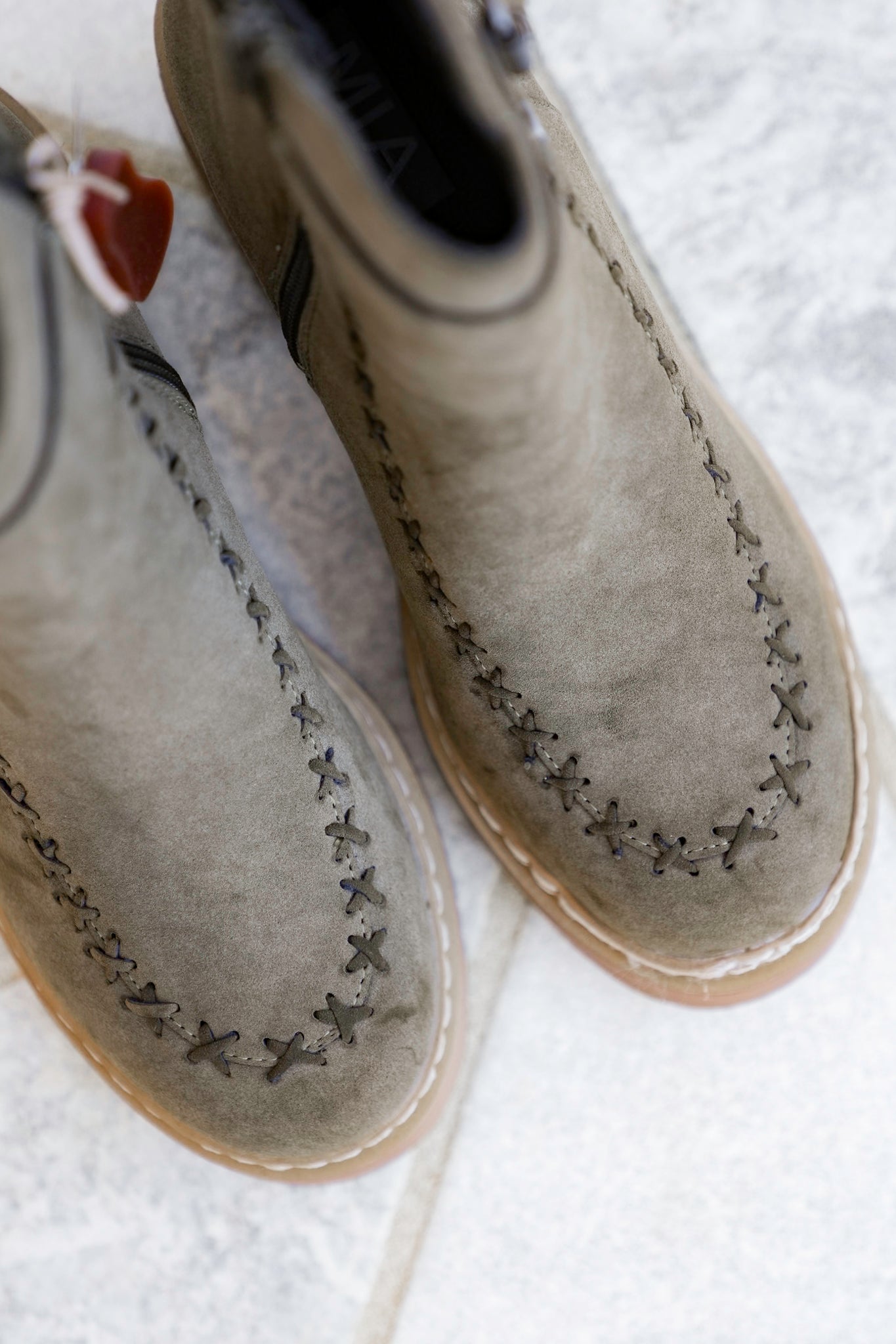 MIA Vegan Suede Stitch Detail Lug Sole Boot