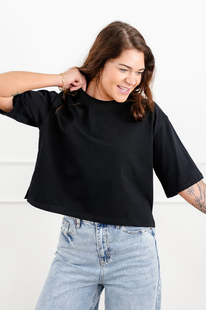 Plus/Reg The Marlow Nico Threads Solid Short Sleeve Crew Neck Top