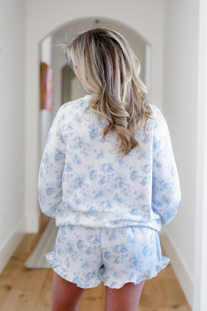 Floral Print Long Sleeve Pullover Sweatshirt