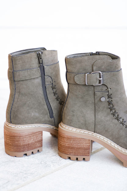 MIA Vegan Suede Stitch Detail Lug Sole Boot