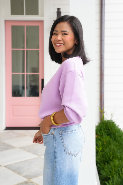 Door Buster! Solid 3/4 Sleeve Cropped Sweatshirt