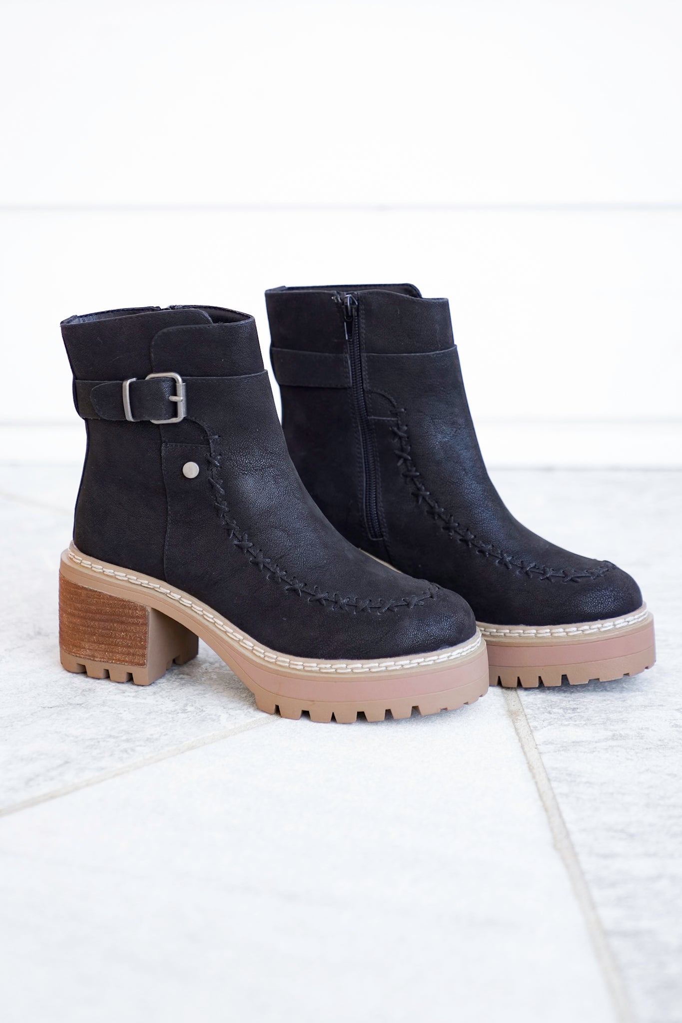 MIA Vegan Suede Stitch Detail Lug Sole Boot