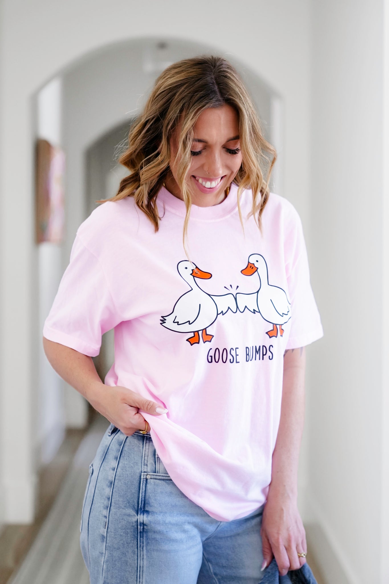 Plus/Reg Short Sleeve "Goose Bumps" Graphic Tee