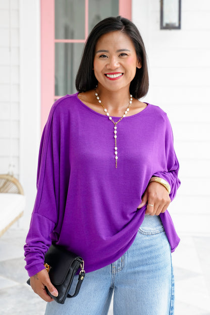 Door Buster! Plus/Reg Long Dolman Sleeve Knit Top
