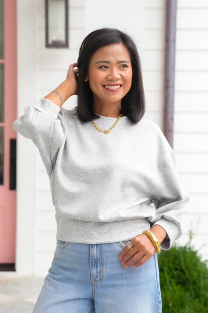 Door Buster! Solid 3/4 Sleeve Cropped Sweatshirt