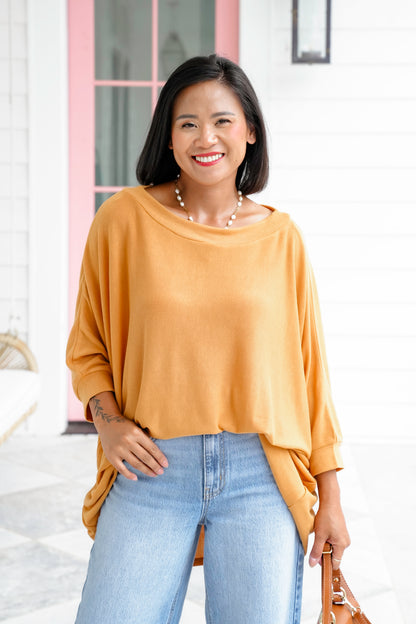 Plus/Reg Long Dolman Sleeve Round Neck Top