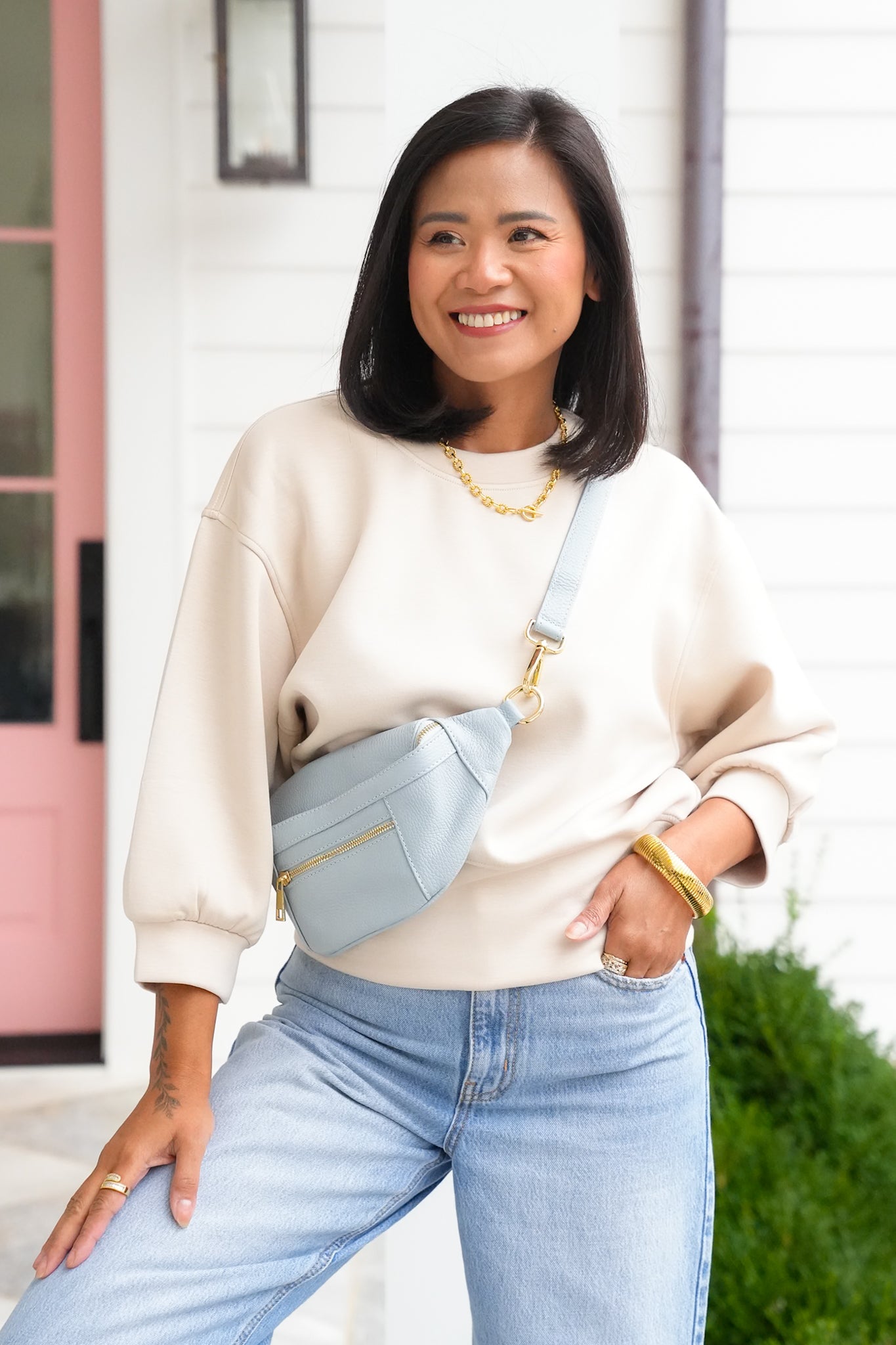 Door Buster! Solid 3/4 Sleeve Cropped Sweatshirt
