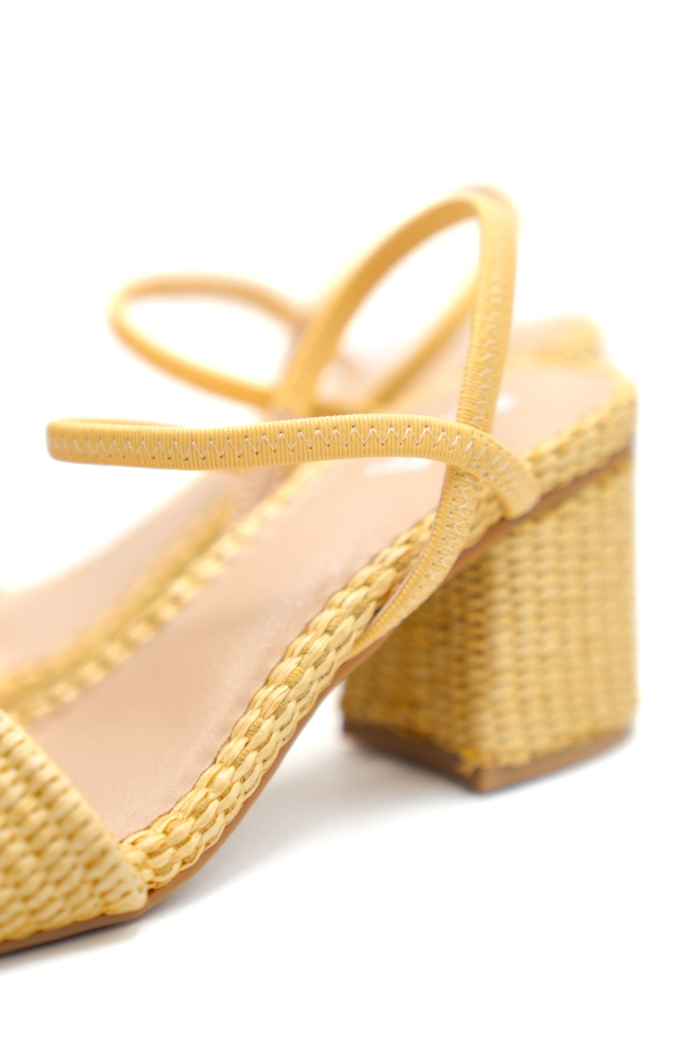 MIA Woven Raffia Block Heel Sandal with Slingback Strap