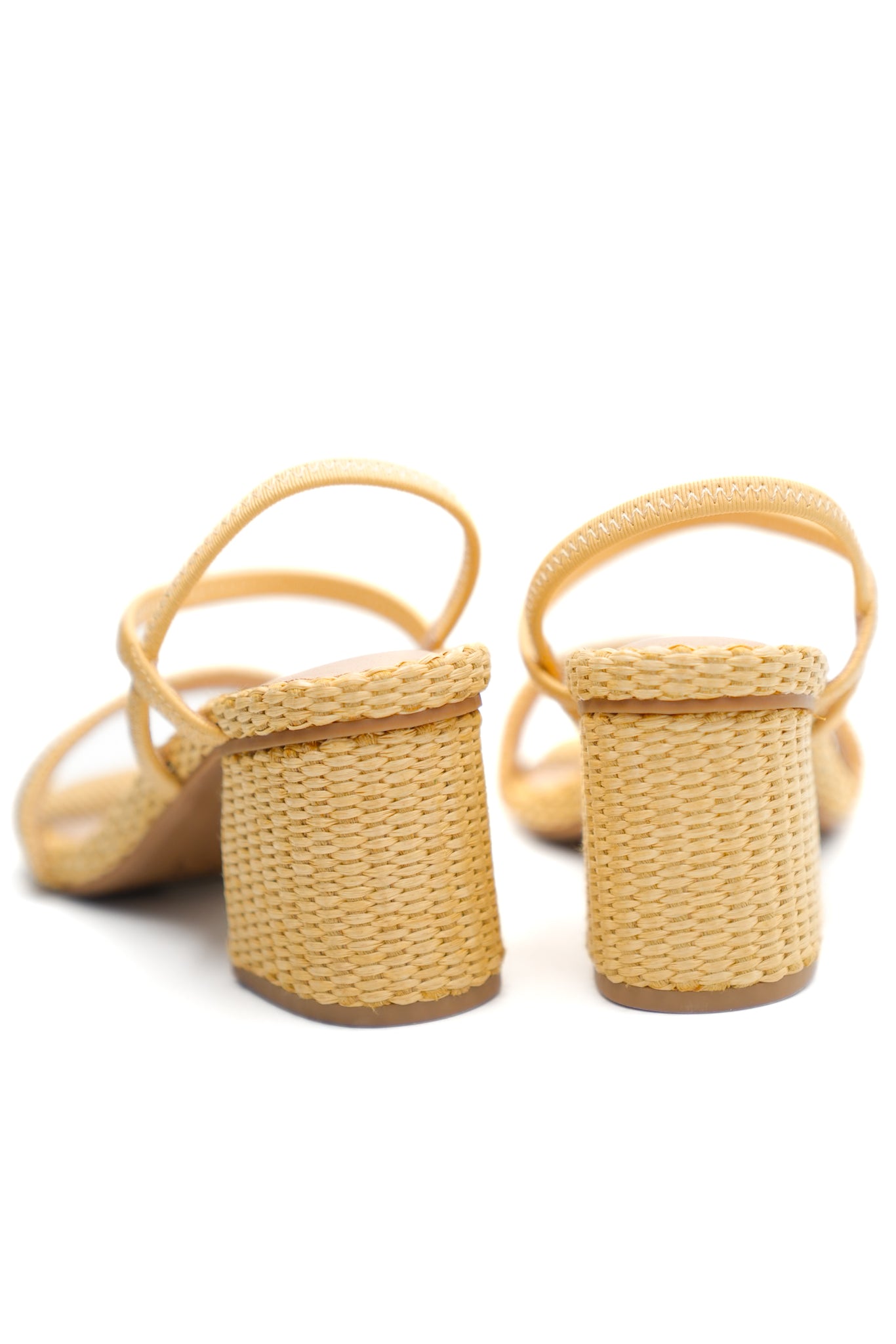 MIA Woven Raffia Block Heel Sandal with Slingback Strap