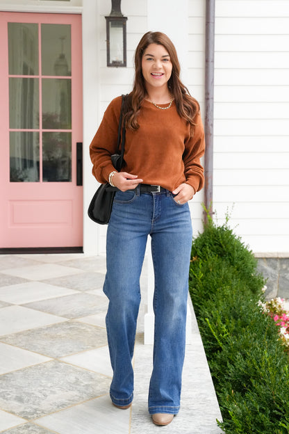 Corduroy Long Sleeve Pullover Top