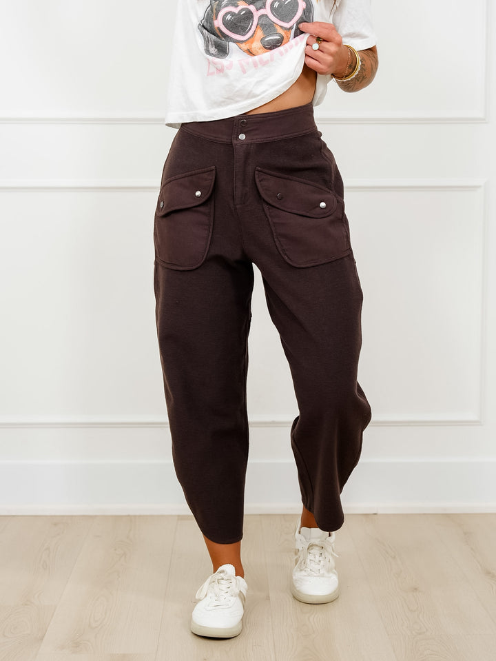 Washed Terry Knit Pants with Oversized Flap Pockets