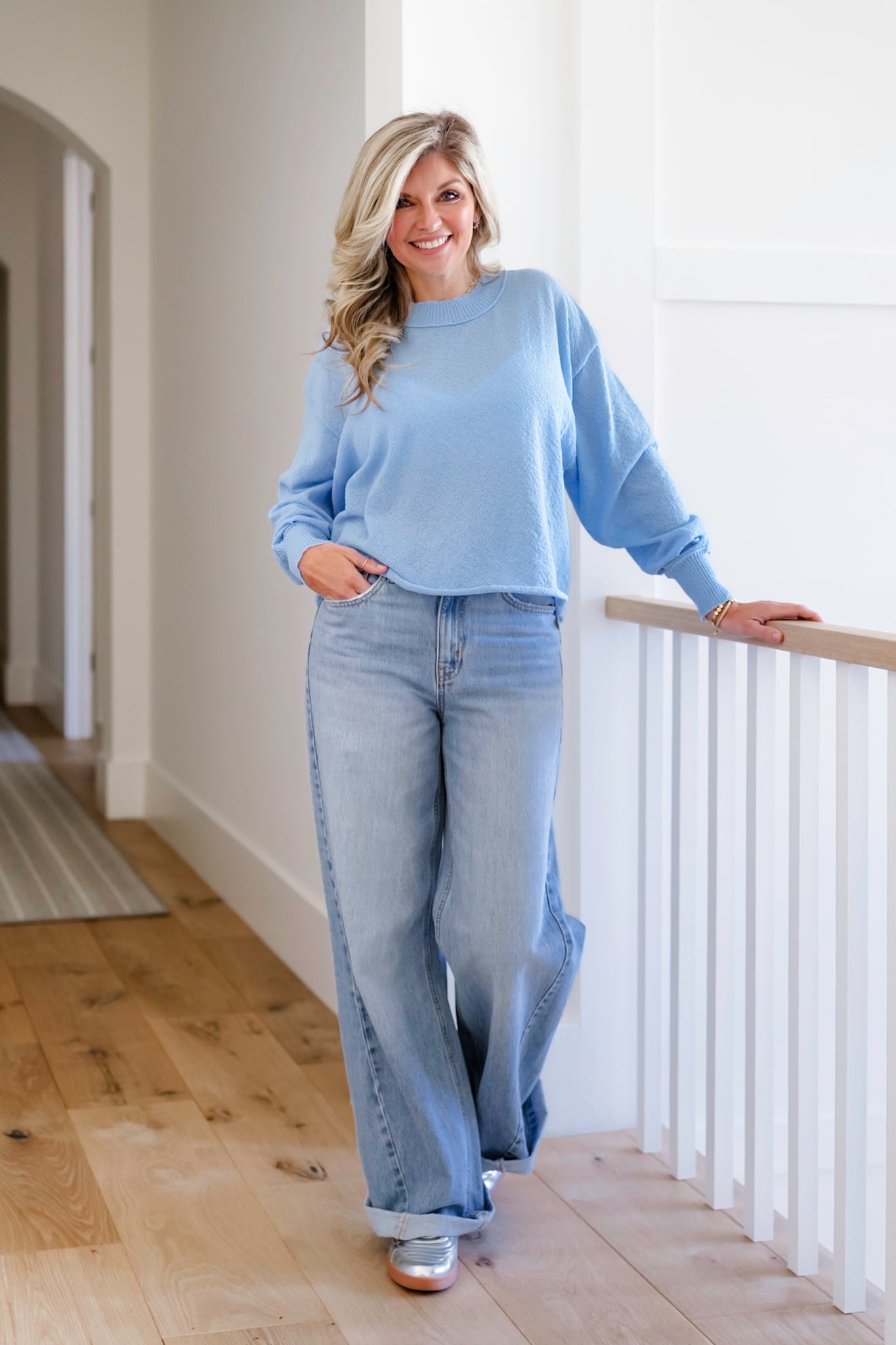 Long Sleeve Open Back Knit Sweater