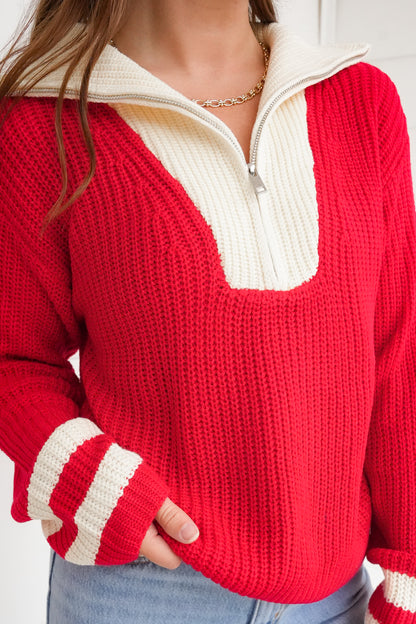 Long Sleeve Half Zip Knit Sweater