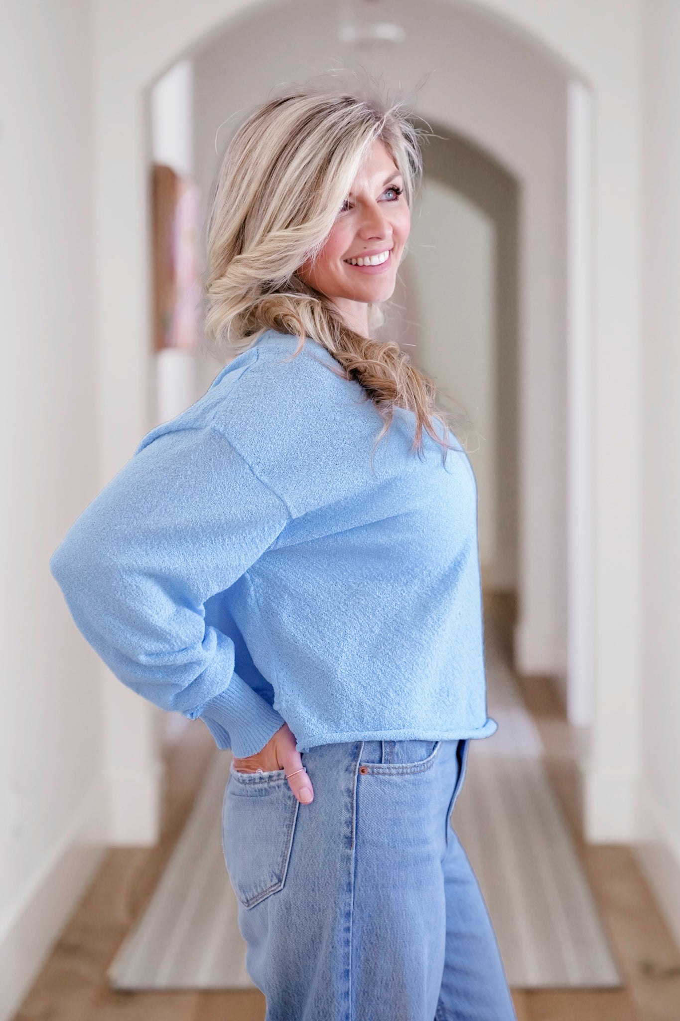 Long Sleeve Open Back Knit Sweater