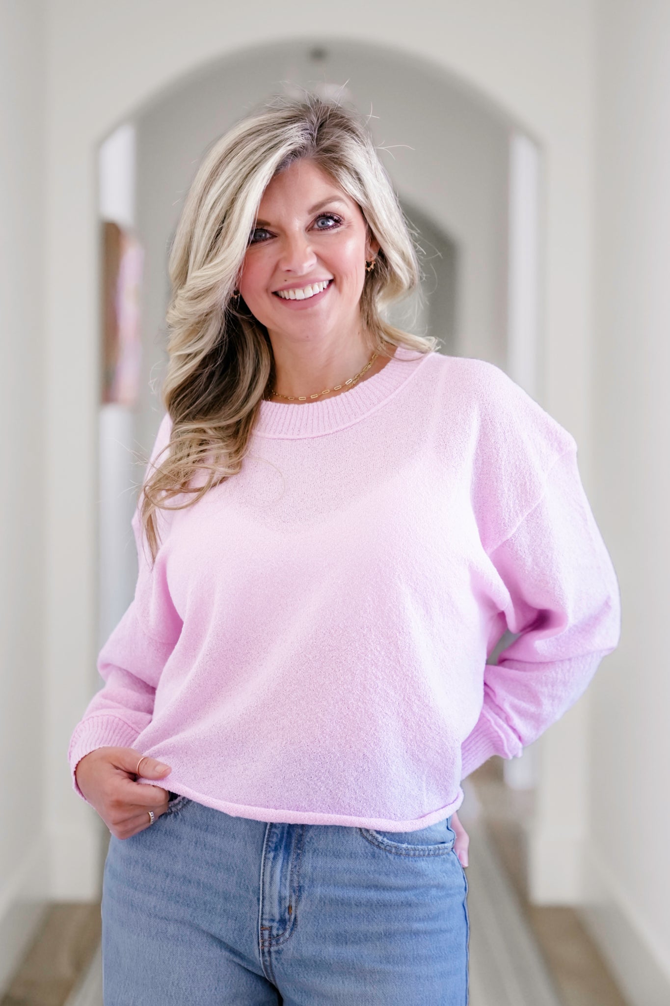 Long Sleeve Open Back Knit Sweater