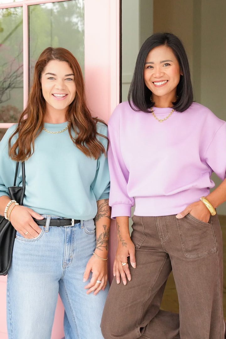 Door Buster! Solid 3/4 Sleeve Cropped Sweatshirt