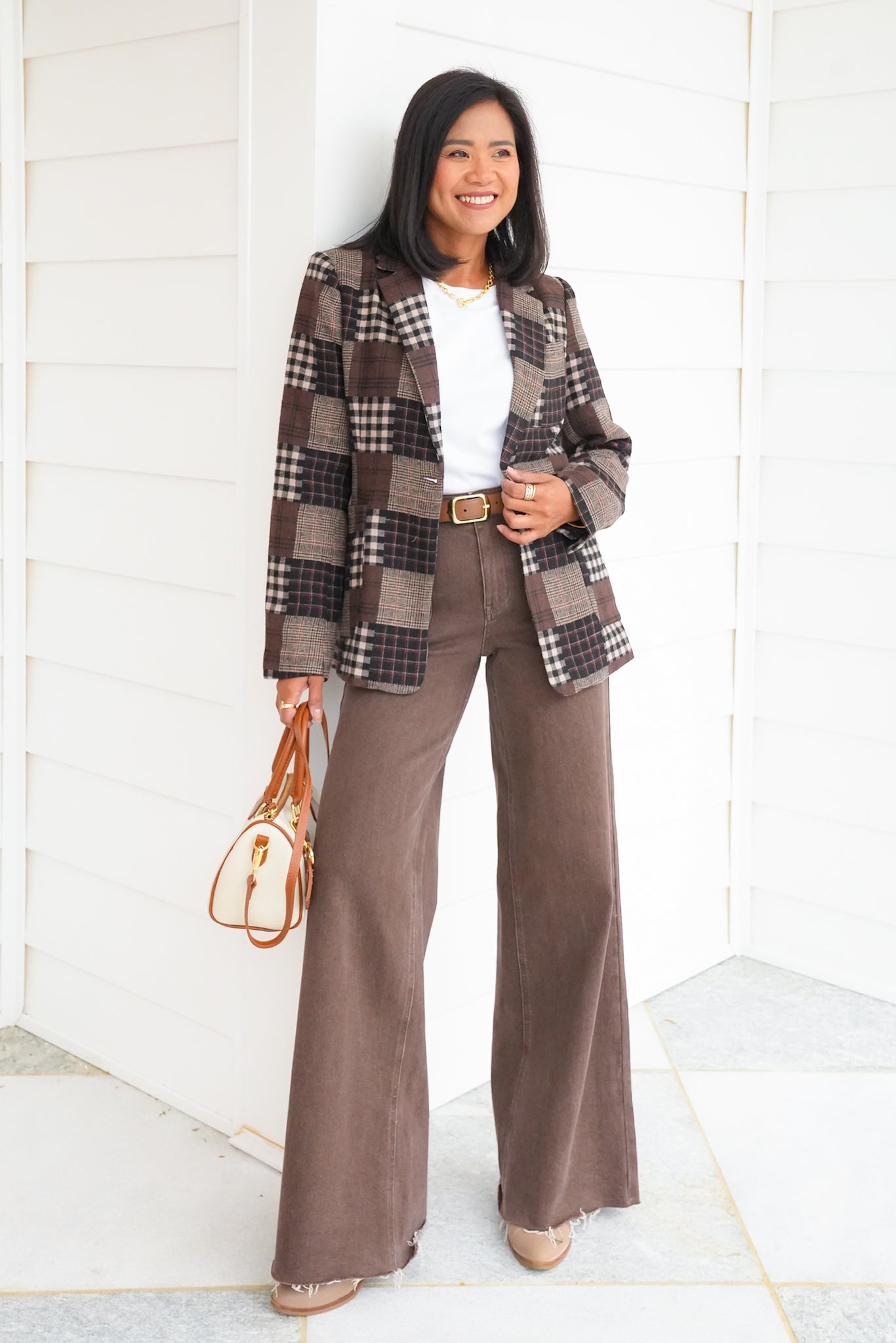 Plus/Reg Plaid Long Sleeve Knit Jacket