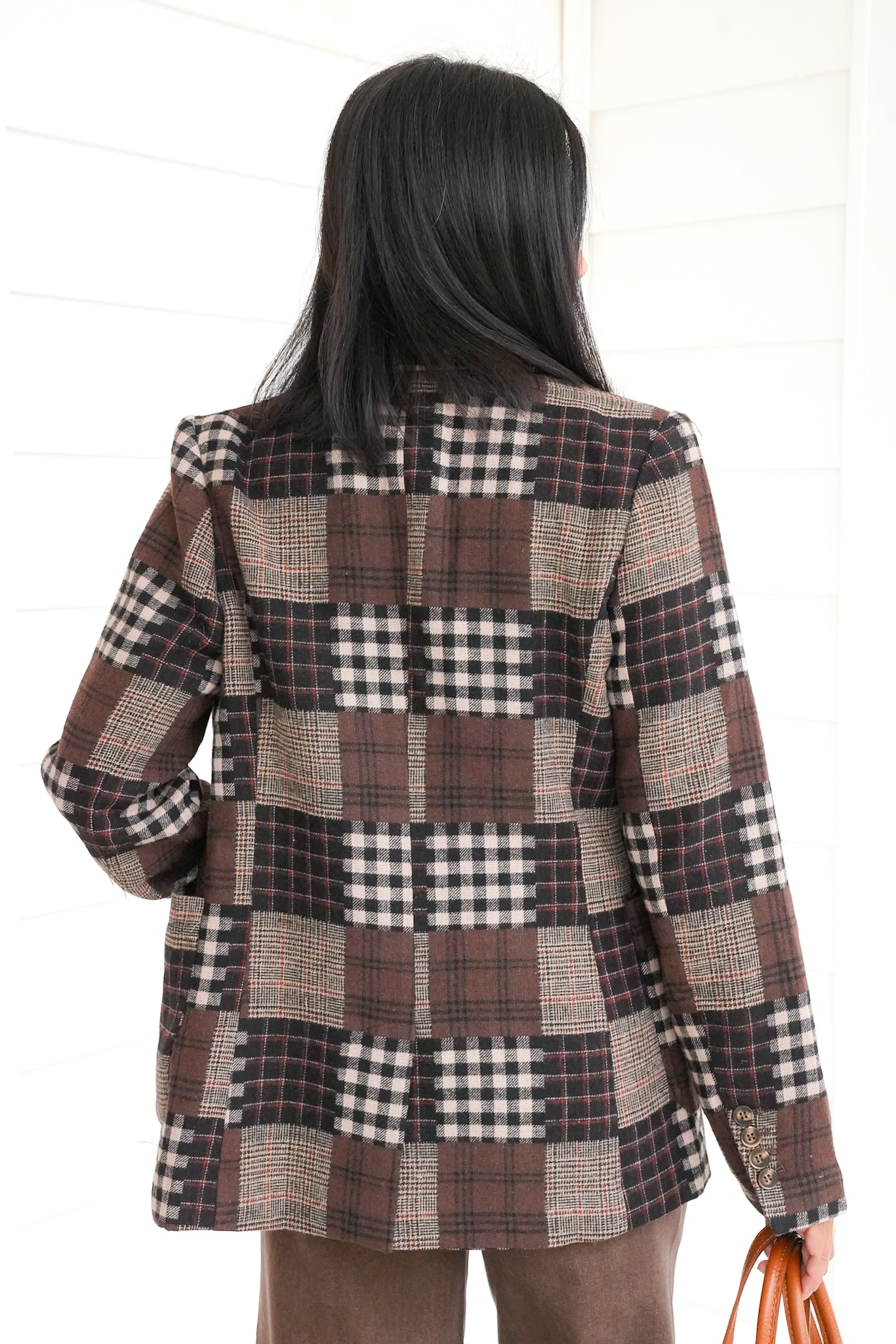 Plus/Reg Plaid Long Sleeve Knit Jacket