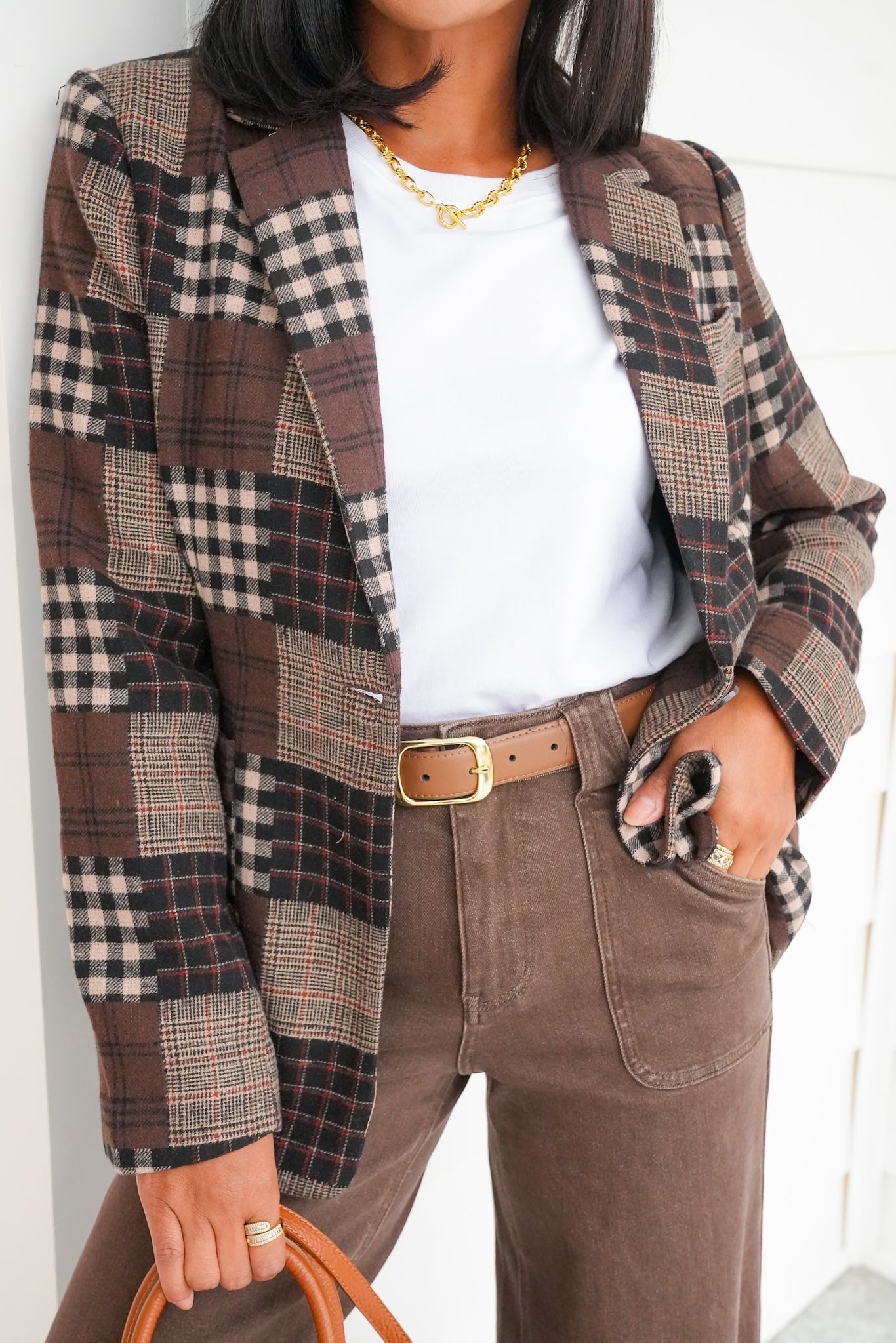 Plus/Reg Plaid Long Sleeve Knit Jacket