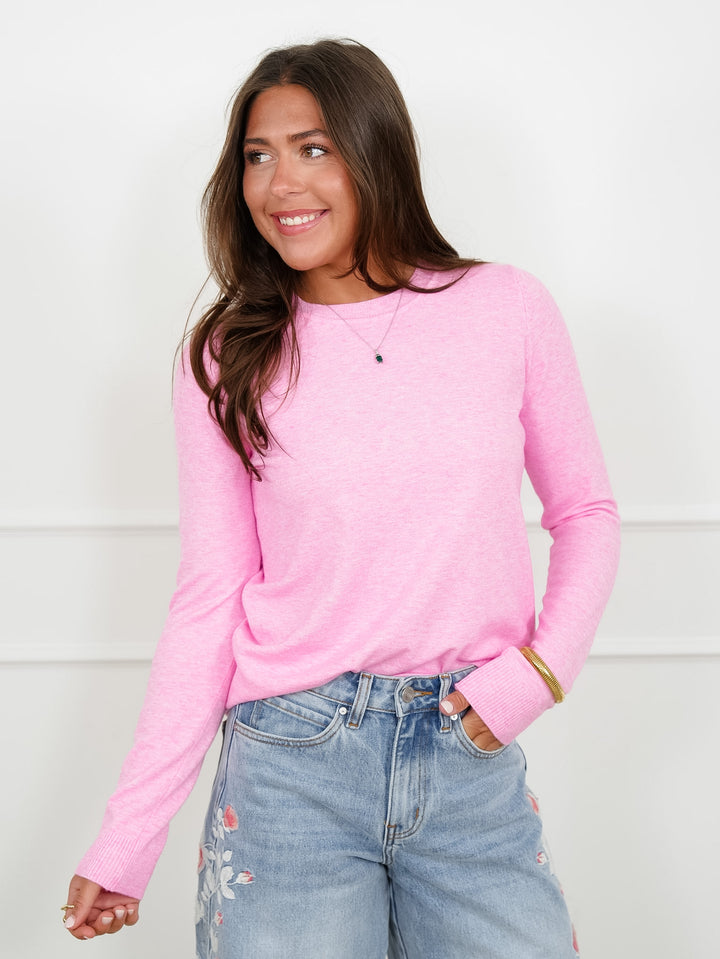 Solid Long Sleeve Crew Neck Pullover Sweater