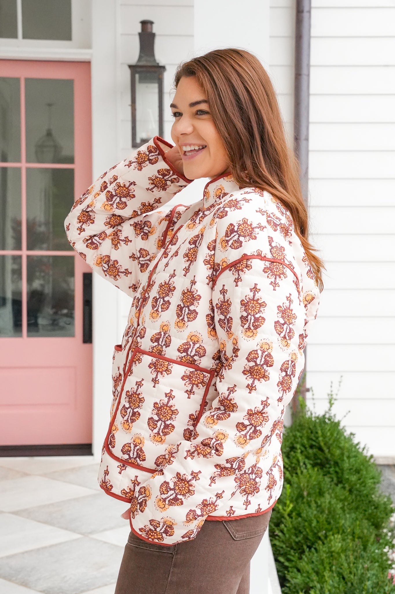 Floral Long Sleeves Button Down Jacket