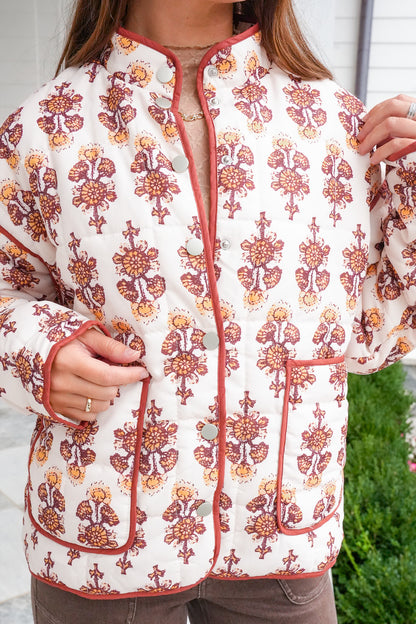 Floral Long Sleeves Button Down Jacket