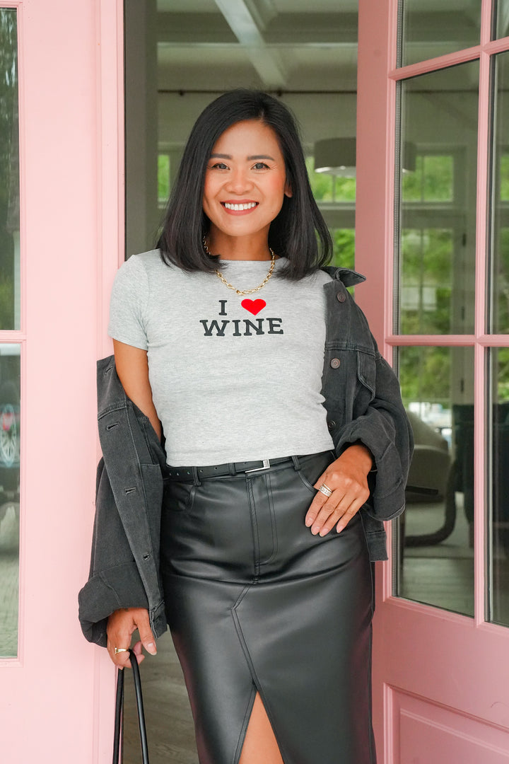 Short Sleeve 'I Love Wine' Baby Tee
