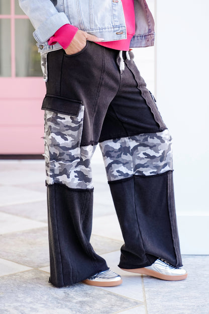 POL French Terry Straight Fit Pants with Camo