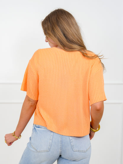 Knit Short Sleeve One Button Cardigan