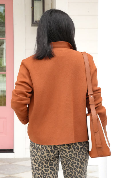 Plus/Reg Knit Long Sleeve Button Down Top