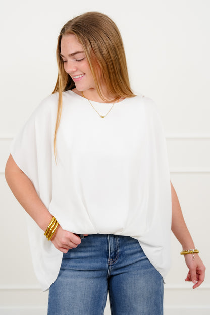 Plus/Reg White Short Sleeve Round Neck Top