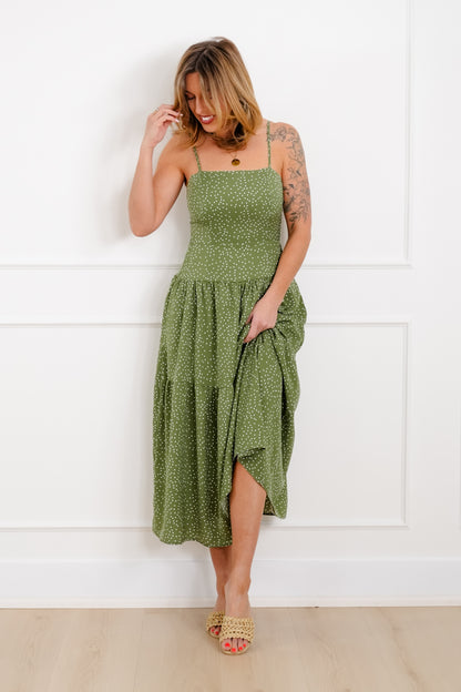 Plus/Reg Polka Dot Print Sleeveless Midi Dress