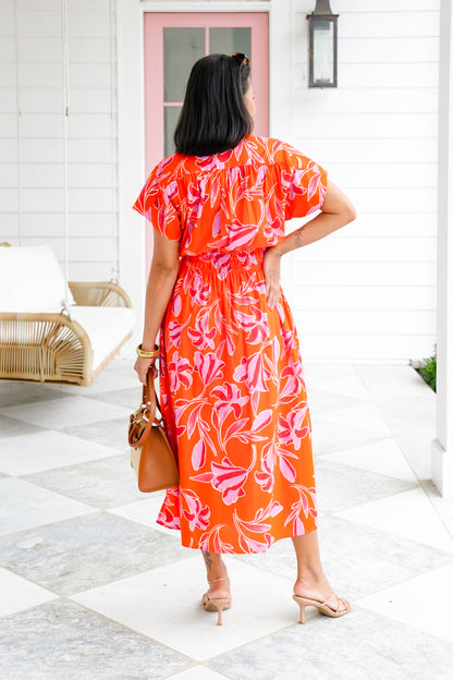 Floral Short Sleeve Button Down Maxi Dress