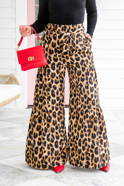 Leopard Print Tiered Palazzo Pants