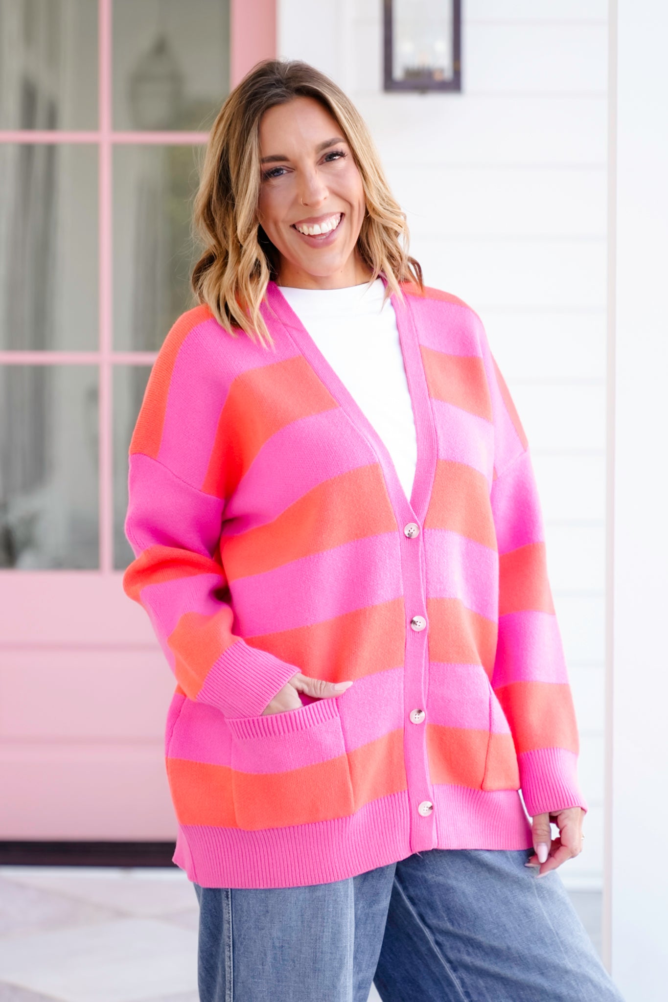 Long Sleeve V-Neck Button Down Cardigan