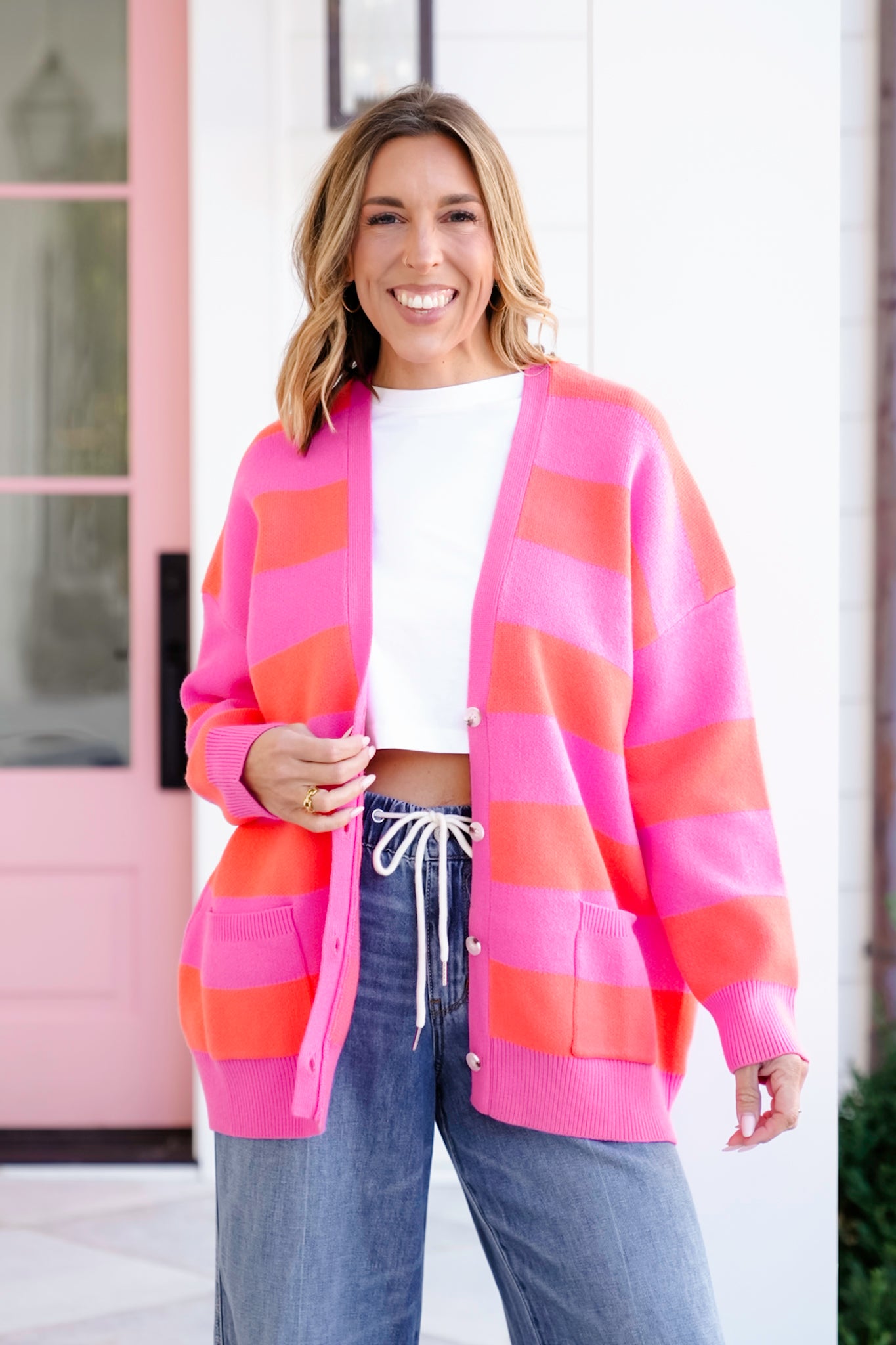 Long Sleeve V-Neck Button Down Cardigan