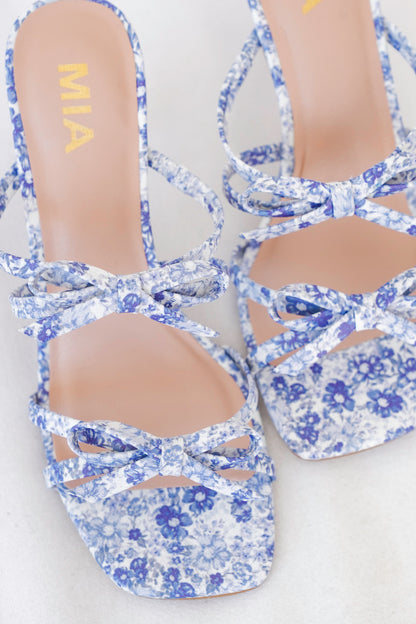 MIA Floral Strappy High Heel Sandals with Bow Detail