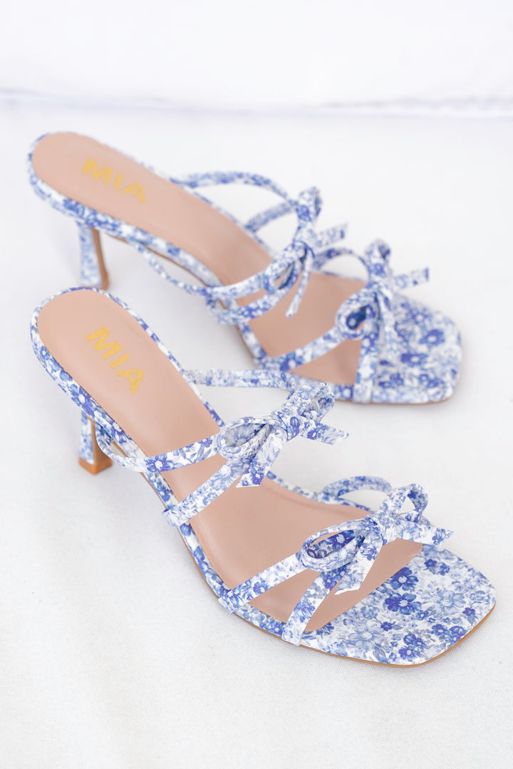 MIA Floral Strappy High Heel Sandals with Bow Detail