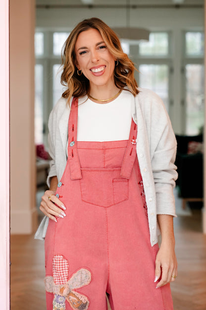 Floral Patchwork Wide Leg Overalls