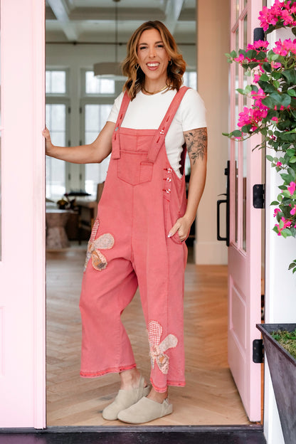 Floral Patchwork Wide Leg Overalls