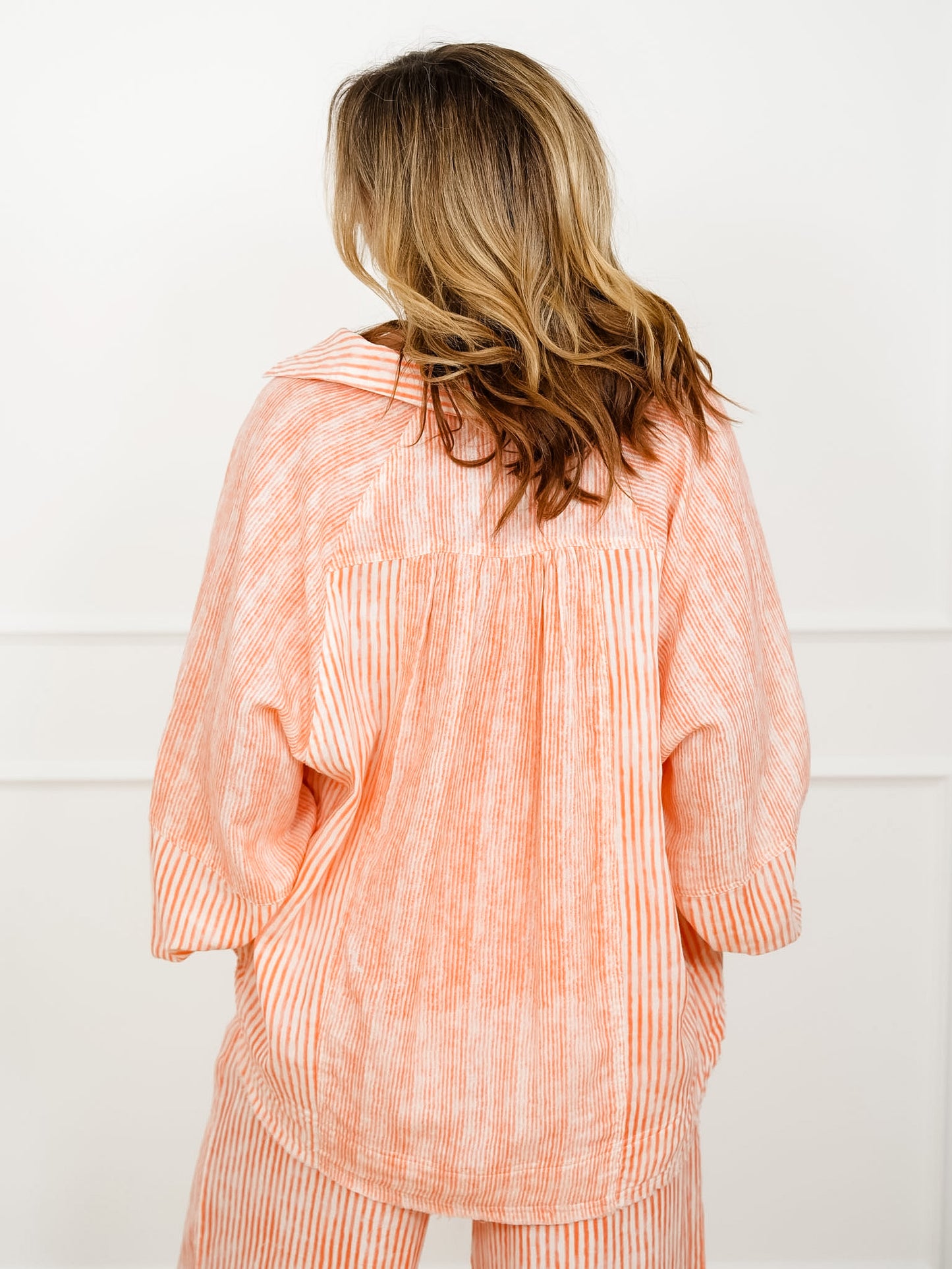 POL Stripe Long Sleeve Button Up Top