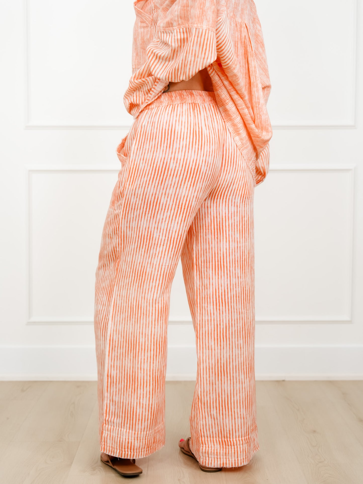 POL Stripe Elastic Waist Woven Pants