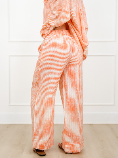 POL Stripe Elastic Waist Woven Pants