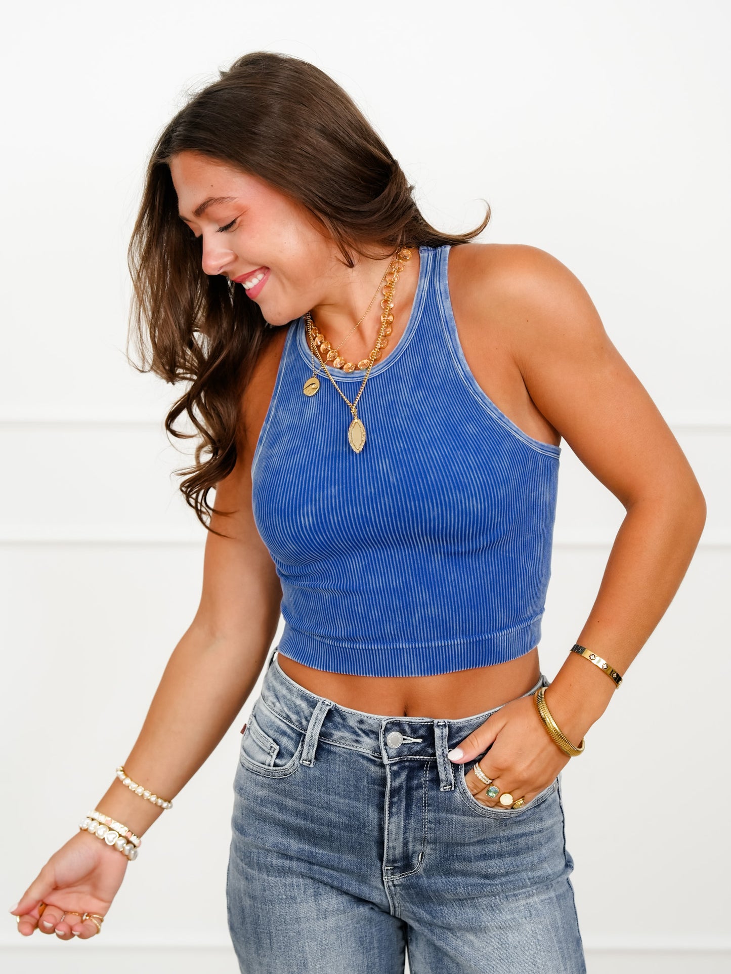 Door Buster! Zenana Washed Ribbed Seamless Cropped Tank Top
