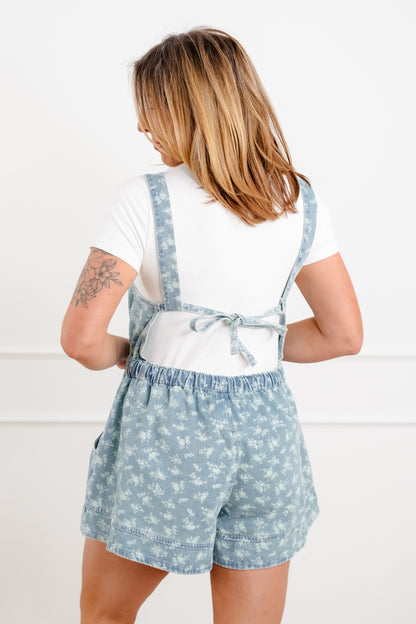Washed Floral Print Sleeveless Romper