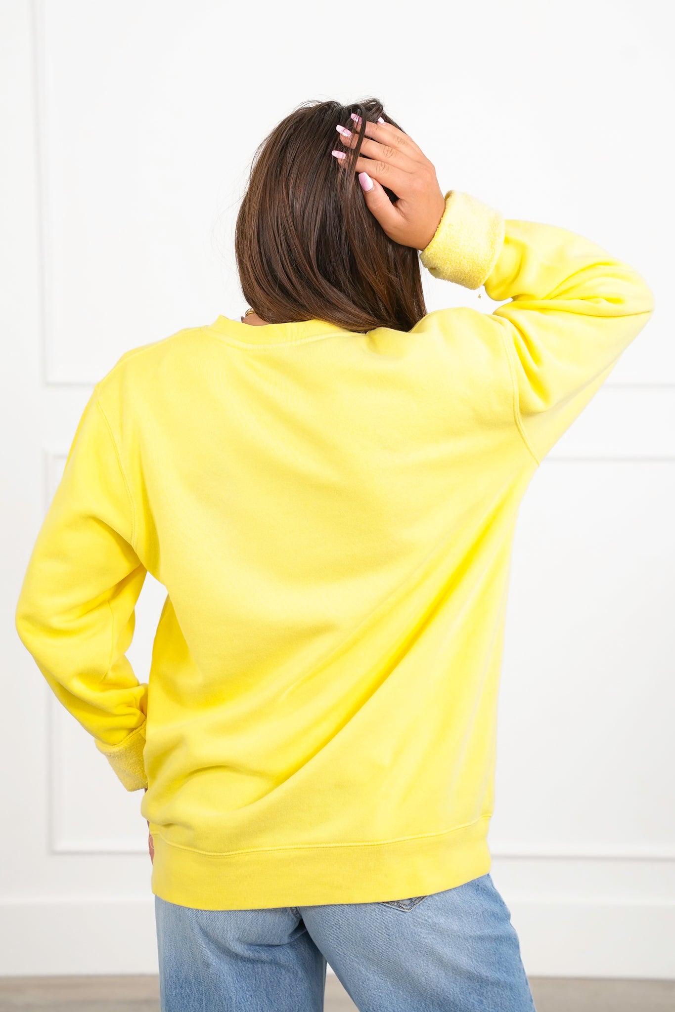 Plus/Reg Yellow Long Sleeve "Freckled Poppy" Graphic Sweatshirt