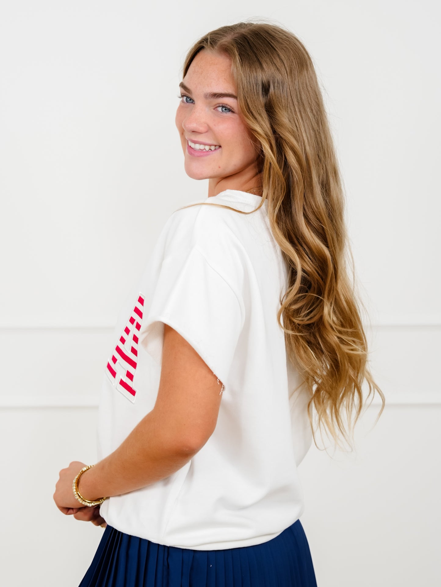 Plus/Reg Short Sleeve "USA" Patch French Terry Top
