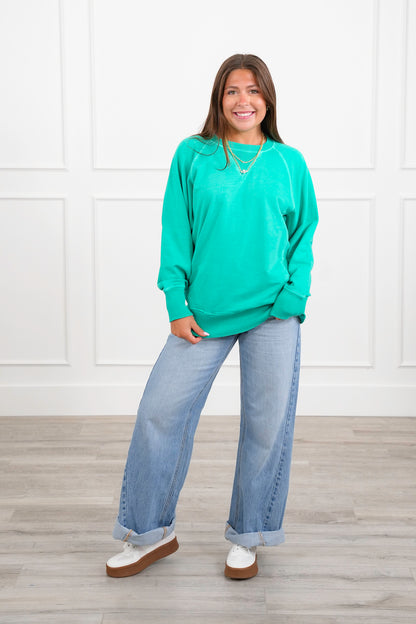 Door Buster! PLUS/REG Zenana Pigment Dyed French Terry Pullover with Pockets